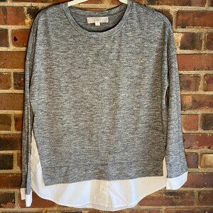 loft grey sweater with white button down